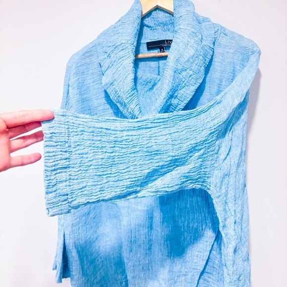 LIV BY HABITAT Blue linen tunic with cowl collar | Relaxed coastal | Medium * - Picture 8 of 8